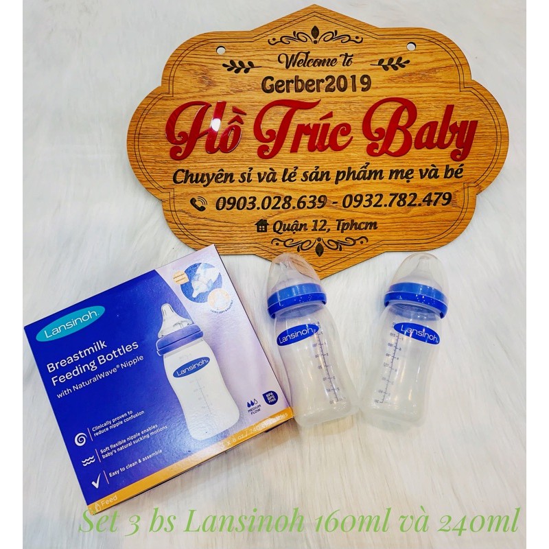 Bình sữa Lansinoh đủ size 160ml, 240ml
