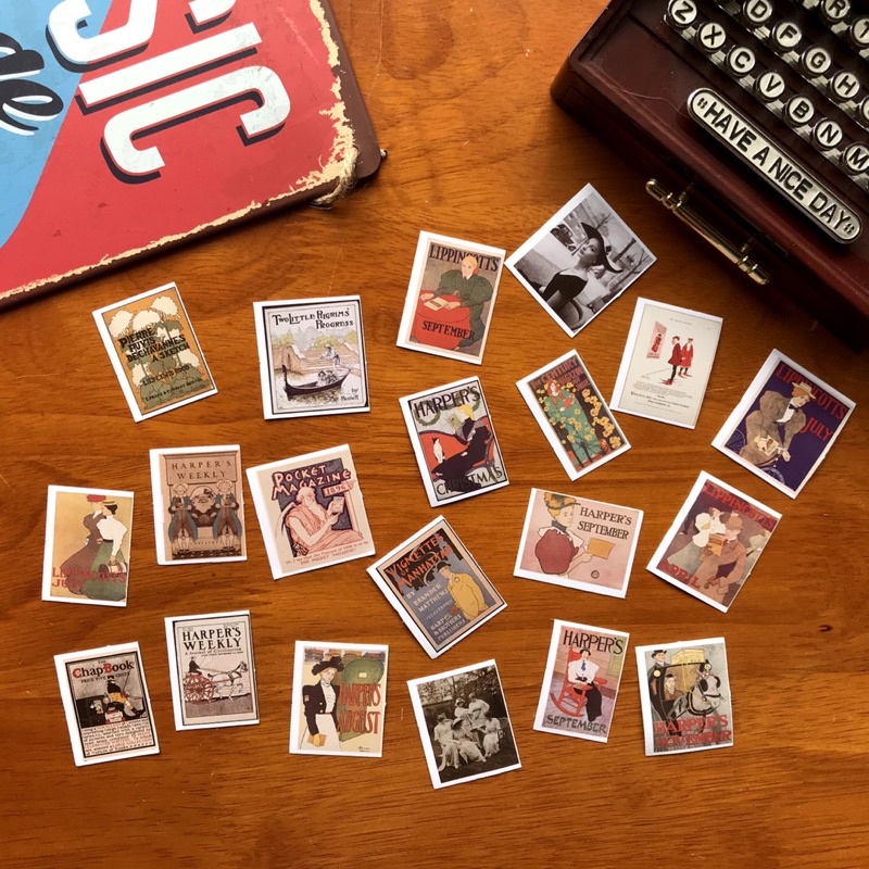 Ginandtonic - Set 40 sticker chủ đề tạp chí cổ điển