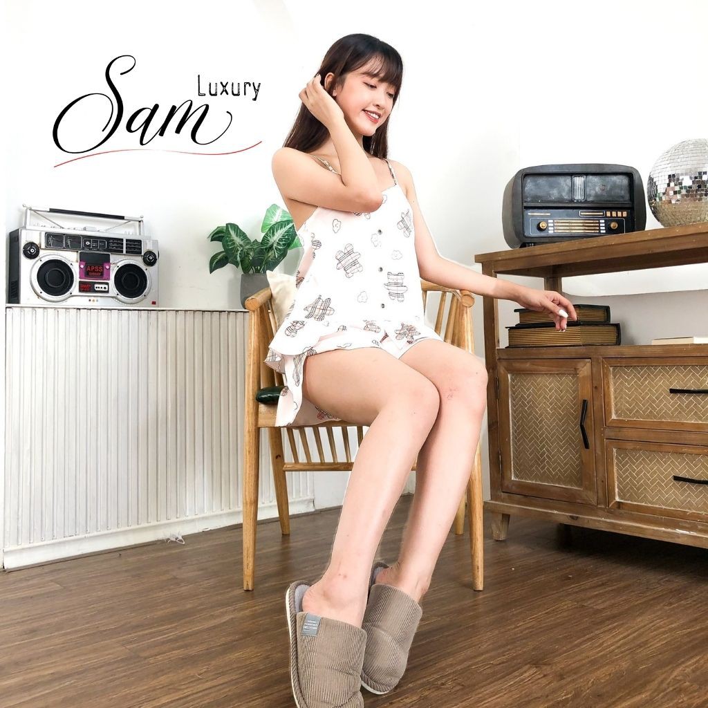 Đồ ngủ nữ 2 dây dễ thương,pijama lụa latin,mềm mịn, Sam Luxury | BigBuy360 - bigbuy360.vn