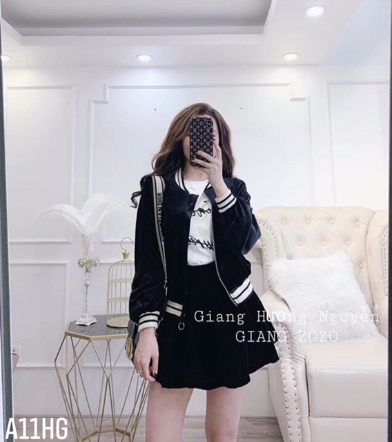 Áo bomber nhung