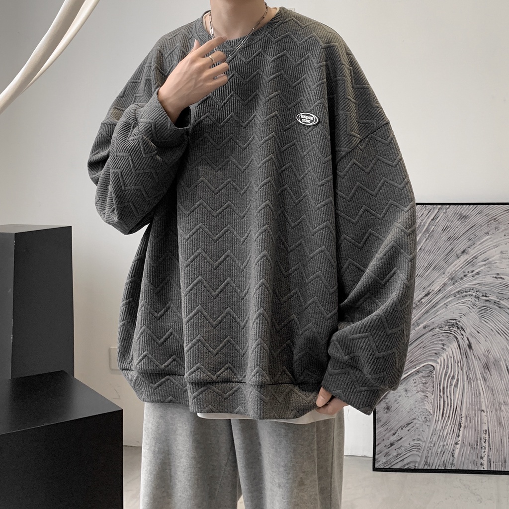 Áo sweater cổ tròn thiết kế dáng rộng phong cách đường phố Hàn Quốc thời trang xuân thu cho nam | BigBuy360 - bigbuy360.vn
