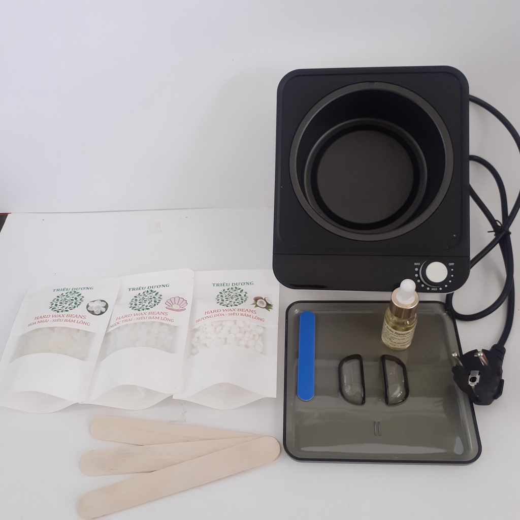 (Tặng 1 dũa móng +1 mặt nạ nén): Nồi sáp wax lông chống dính + sáp wax lông 50g cao cấp dòng hương + mỡ trăn 10ml