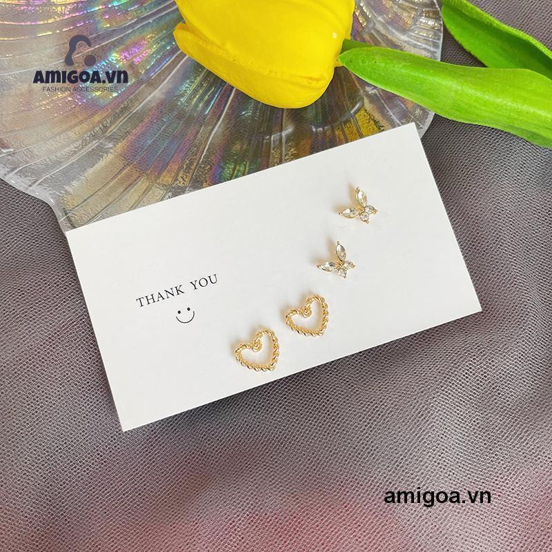 ✨✨Khuyên Tai Hình Hoa / Bướm / Mặt Trăng / Trái Tim Bằng Hợp Kim Phong Cách Hàn Quốc Dễ Thương Thời Trang Cho Nữ