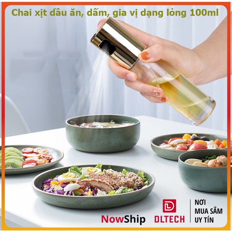 Bình Xịt Dầu Ăn, dấm, gia vị dạng lỏng Thuỷ Tinh 100ml BX1 DL TECH