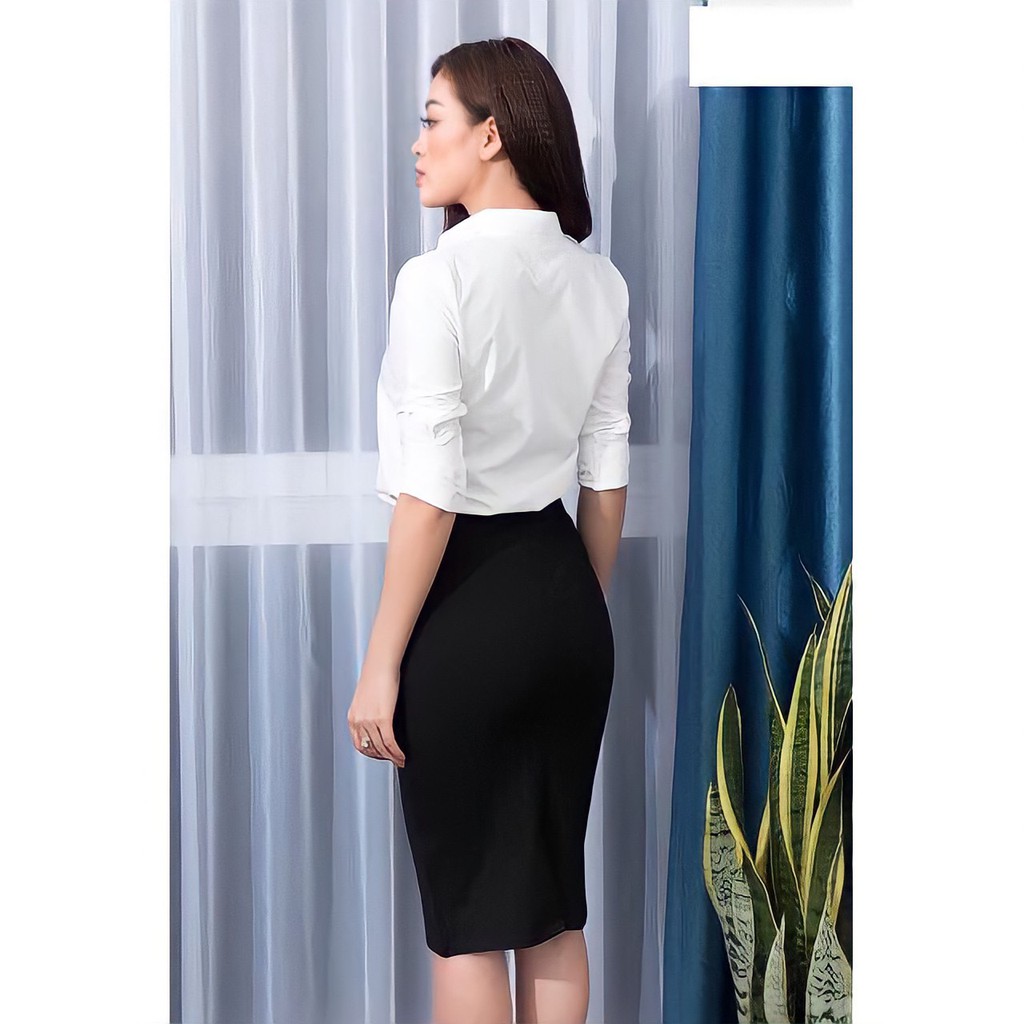 Áo sơ mi nữ giấu khuy trắng tinh dài tay chất mềm mịn chống nhăn nẹp ẩn giấu cúc đi học, đi làm trắng , xanh nhạt PURATO | BigBuy360 - bigbuy360.vn