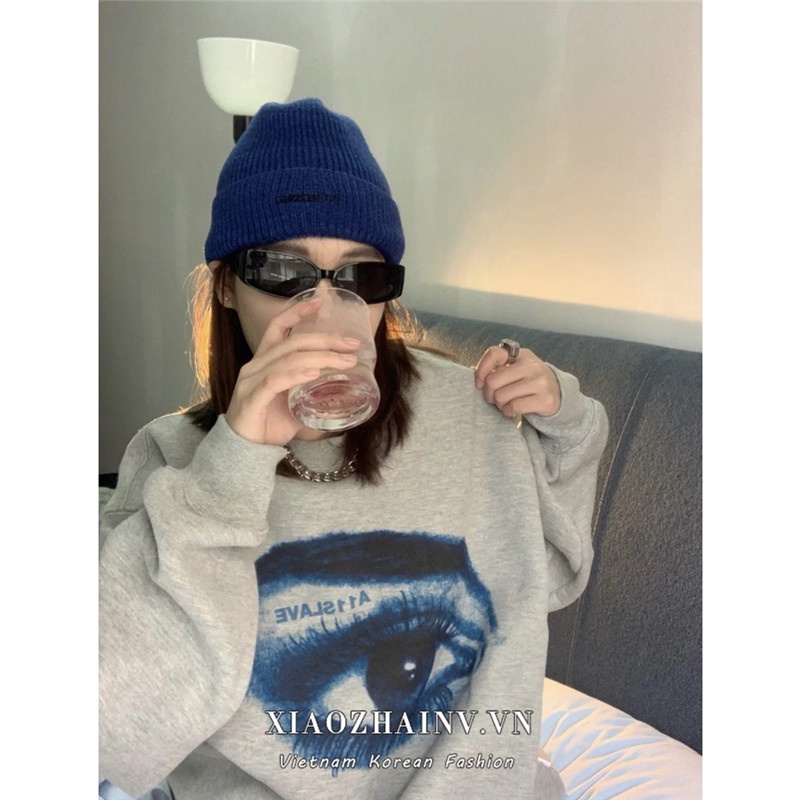 Áo nỉ nữ dài tay cổ tròn thời trang Hàn | BigBuy360 - bigbuy360.vn