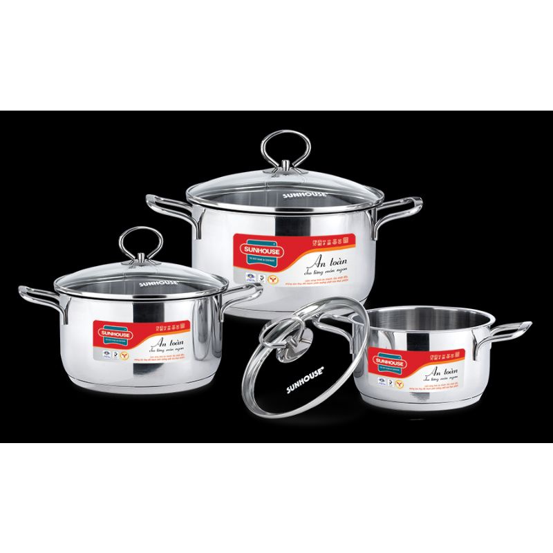 Bộ nồi Inox 5 đáy quai đũa cao cấp SUNHOUSE SH888
