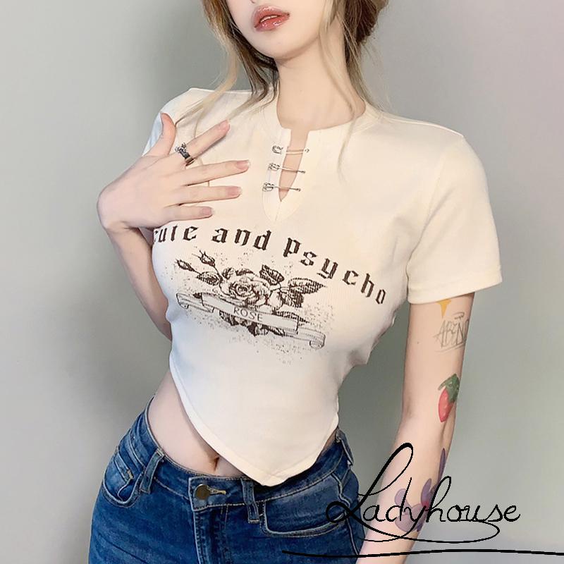 Áo Thun Tay Ngắn In Họa Tiết Phong Cách Cổ Điển Thời Trang Mùa Hè Cho Nữ