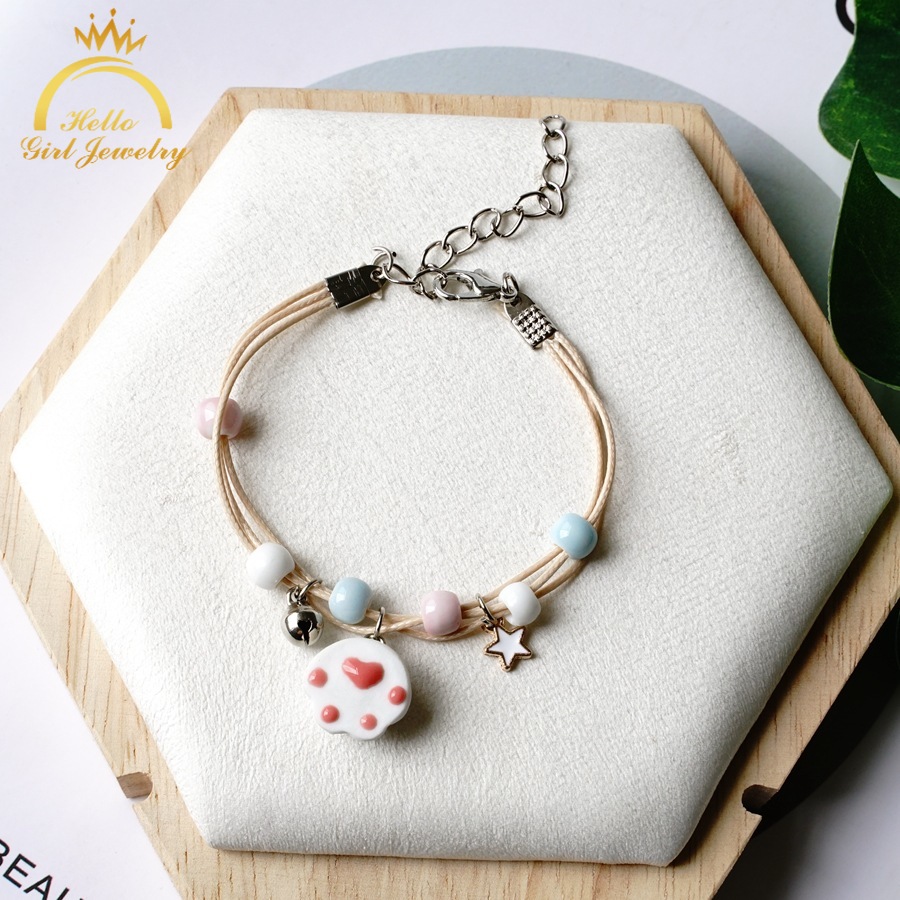 Vòng Tay Mặt Hình Dấu Chân Mèo Đáng Yêu Xinh Xắn Cho Nữ