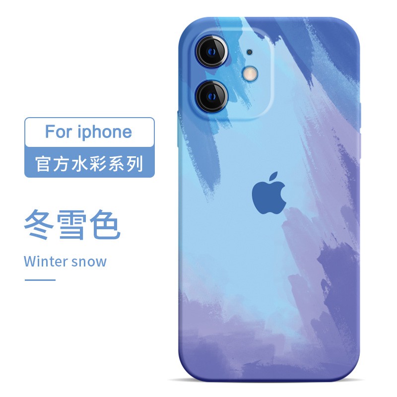 New Square Watercolor Render Nghệ thuật màu nước iPhone 6S 7 8 Plus XS Max XR 11 Soft Pack Liquid Silicone SleEVed Camera Full protection chống sốc tay áo