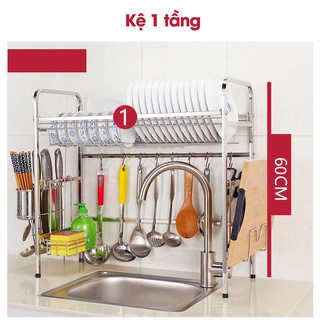 Kệ Đựng Chén Bát & Đồ Dùng Rửa Chén - Chất Liệu Inox 304 Không Cần Khoan Tường - Gắn Bên Trên Bồn Rửa Chén - Tiết Kiệm D