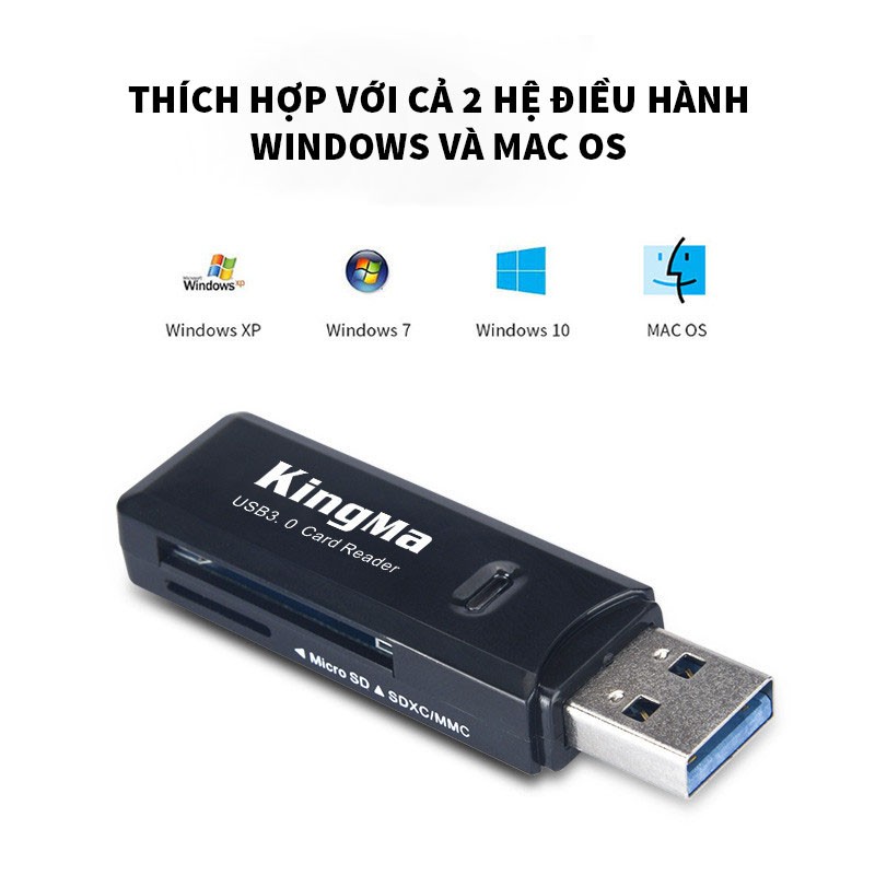 Đầu đọc thẻ nhớ 2 trong 1 tốc độ cao dùng cho thẻ Micro SD và thẻ SDXC/MMC đầu đọc usb 3.0 hàng chính hãng KingMa