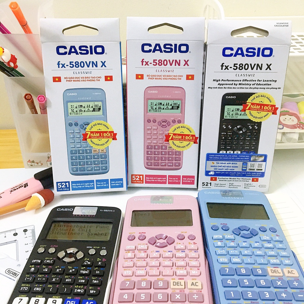 Máy tính cầm tay CASIO FX 580VNX chính hãng - Máy tính CASIO 521 Tính Năng Có Thể Chuyển Đổi Tiếng Việt -Bảo Hành 7 năm