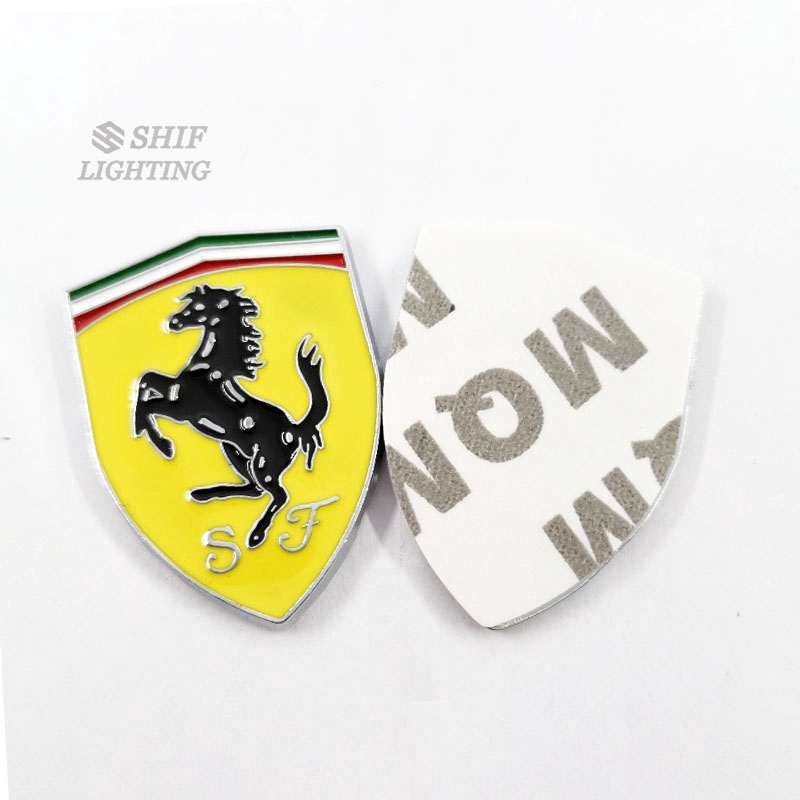 2 Miếng Dán Logo Xe Hơi Ferrari Bằng Kim Loại