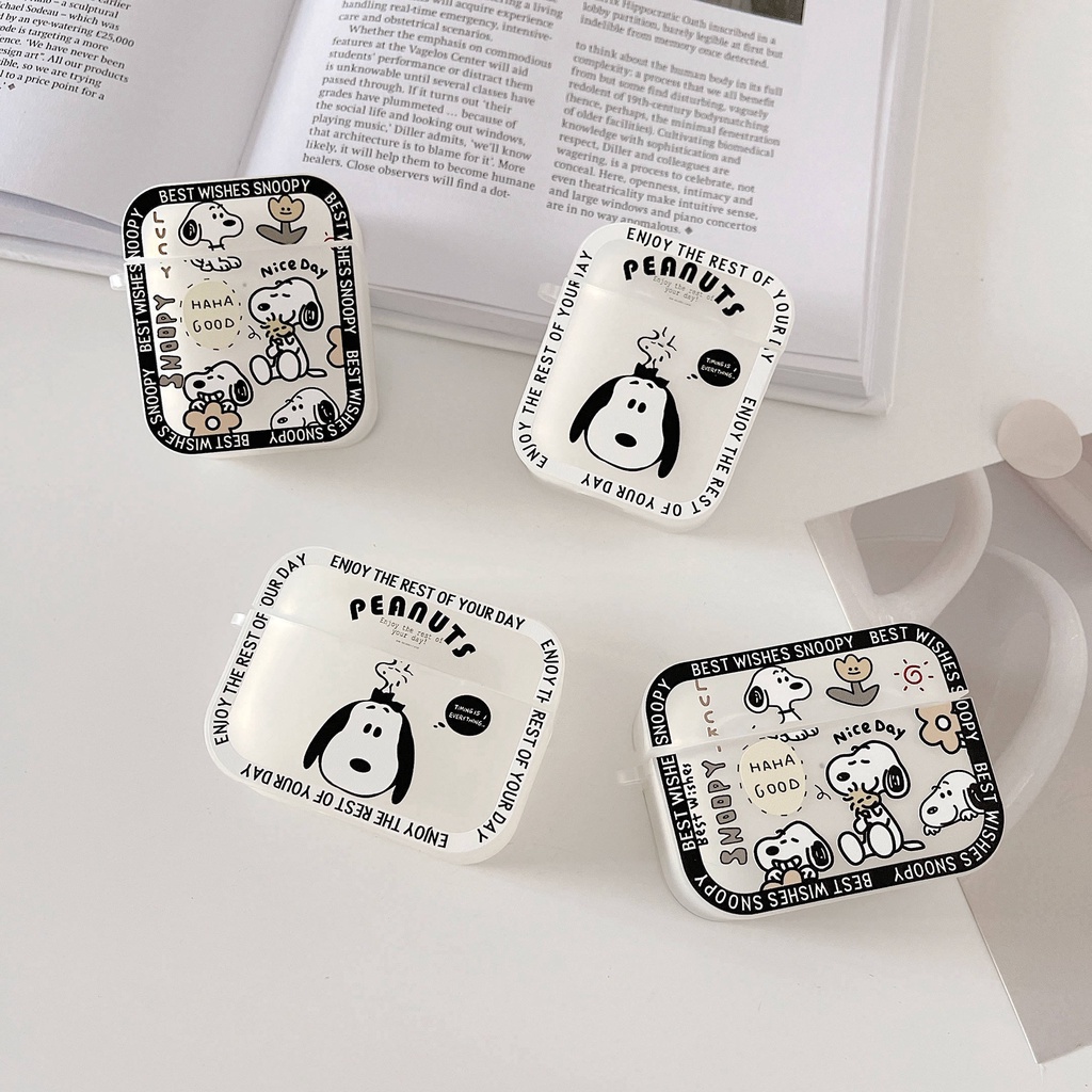 Vỏ Bảo Vệ Hộp Sạc Tai Nghe AirPods3 AirPods3 Pro 2Gen Màu Dạ Quang Họa Tiết Hoạt Hình Snoopy Dễ Thương Ốp