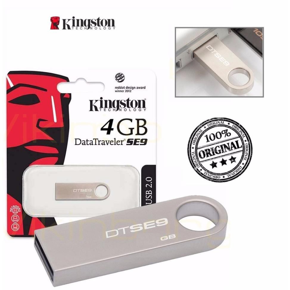 USB Kingston SE9 2.0 64Gb/32Gb/16Gb/8Gb/4Gb/2Gb Thiết Kế Nhỏ Gọn, Vỏ Kim Loại, Chống Nước - Bh 24 tháng