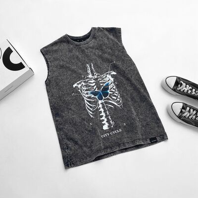 Áo tanktop loang unisex Blue Chest City Cycle - Áo ba lỗ wash oversize nam nữ form rộng Local Brand