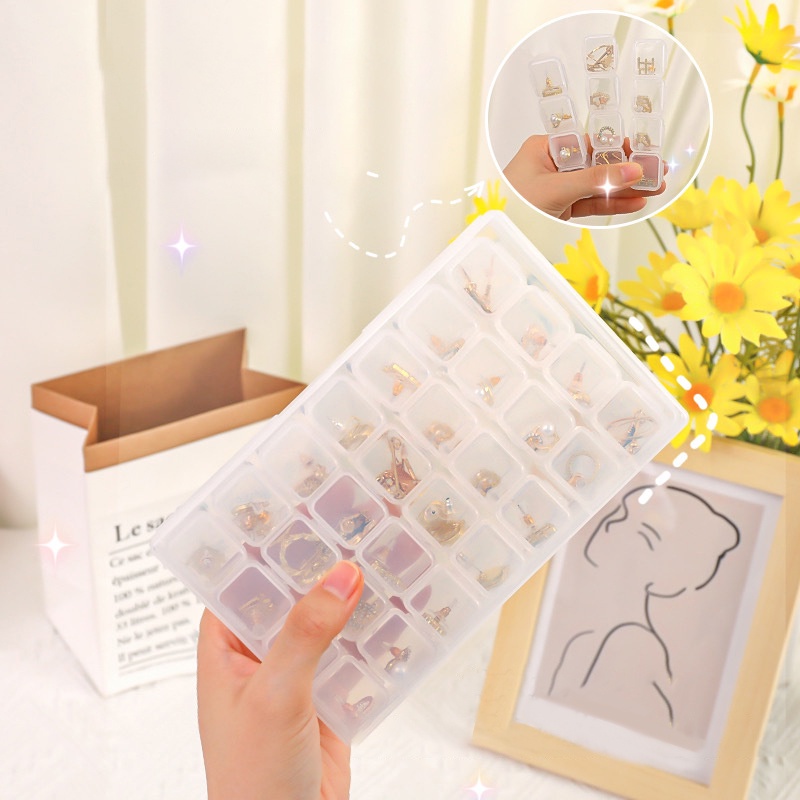 Hộp nhựa 28 ngăn trong suốt chuyên dùng đựng trang sức đa năng tiện lợi