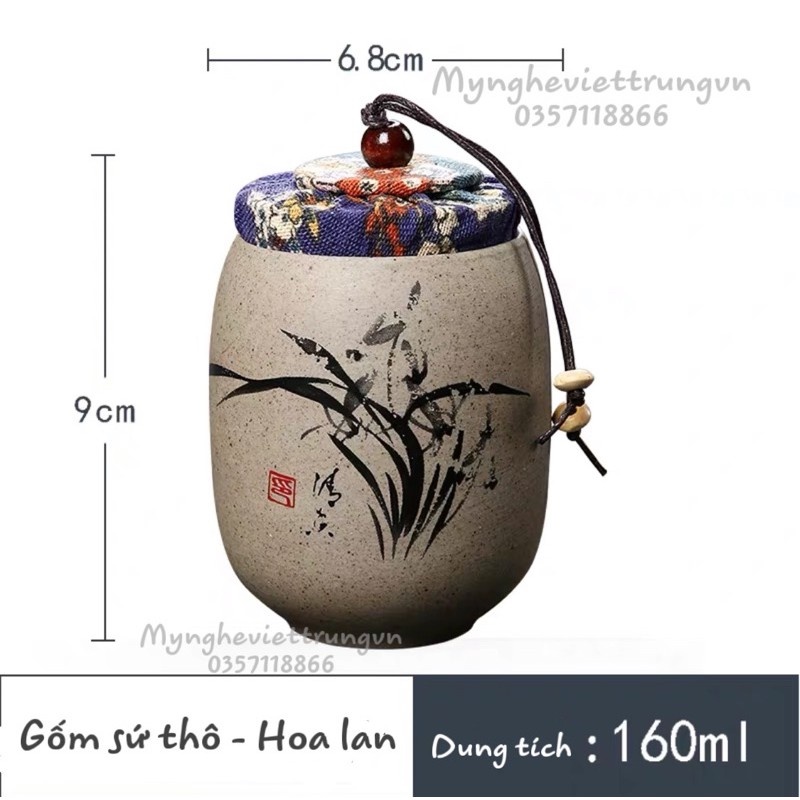 Hũ Trà Gốm Họa Tiết Mai Lan Cúc Trúc
