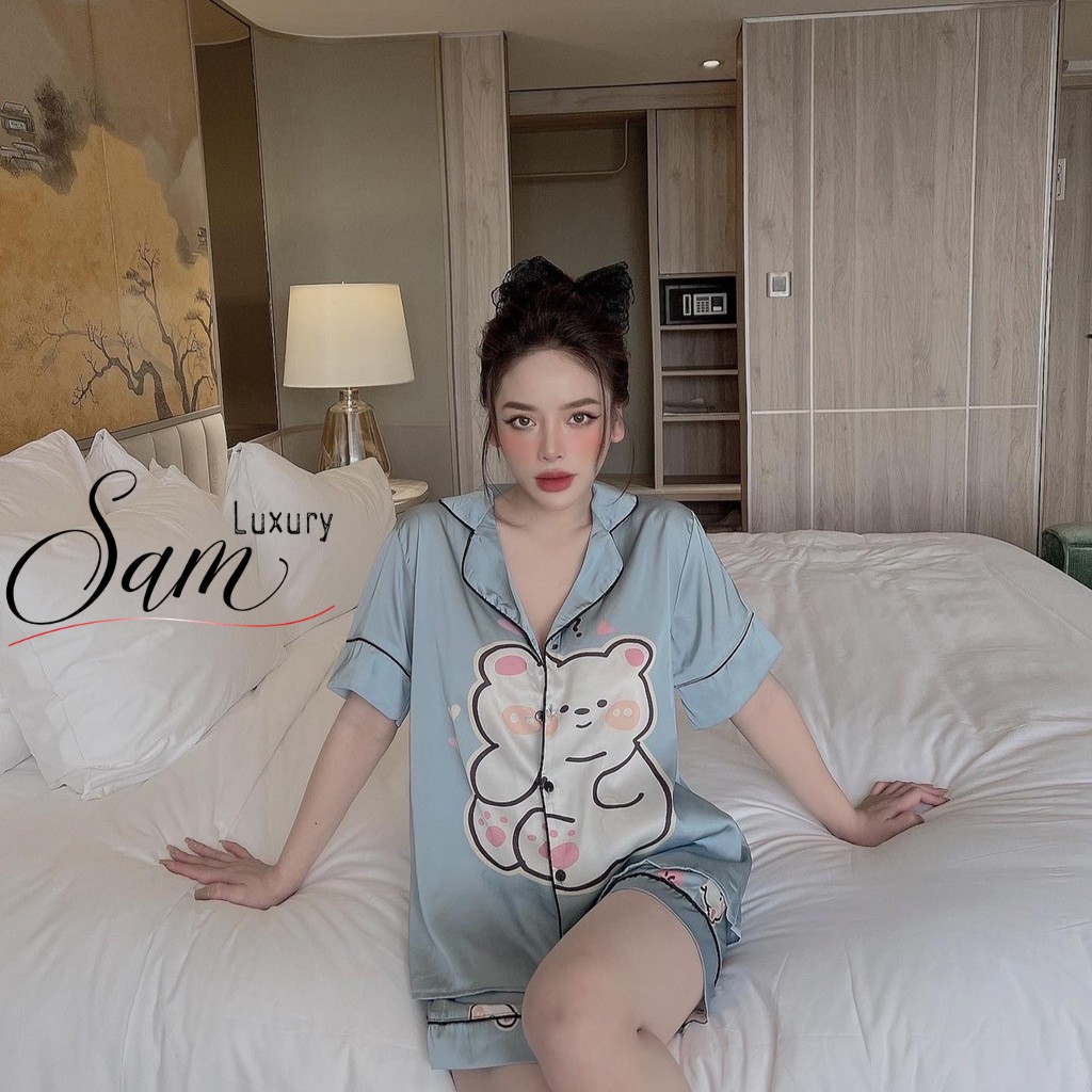 Đồ ngủ nữ cute, pijama đùi chất liệu latin mềm mát,mặc ở nhà, Sam luxury