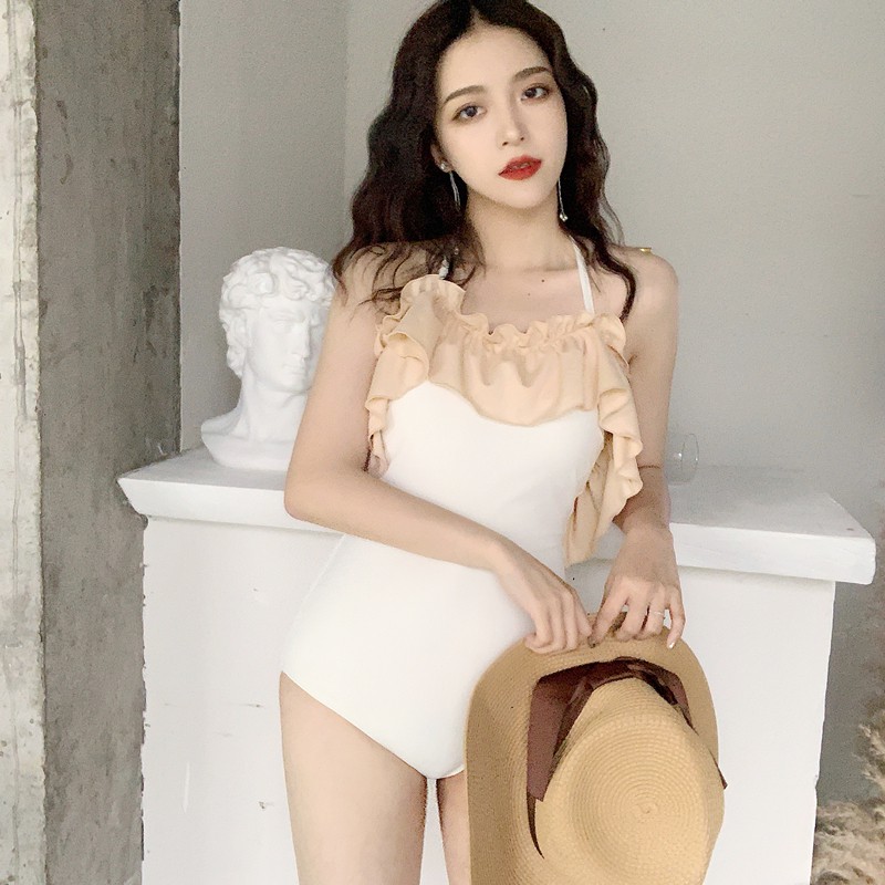 Bộ Đồ Bơi Một Mảnh Phối Bèo Màu Trắng Đen Thời Trang Cho Nữ | BigBuy360 - bigbuy360.vn