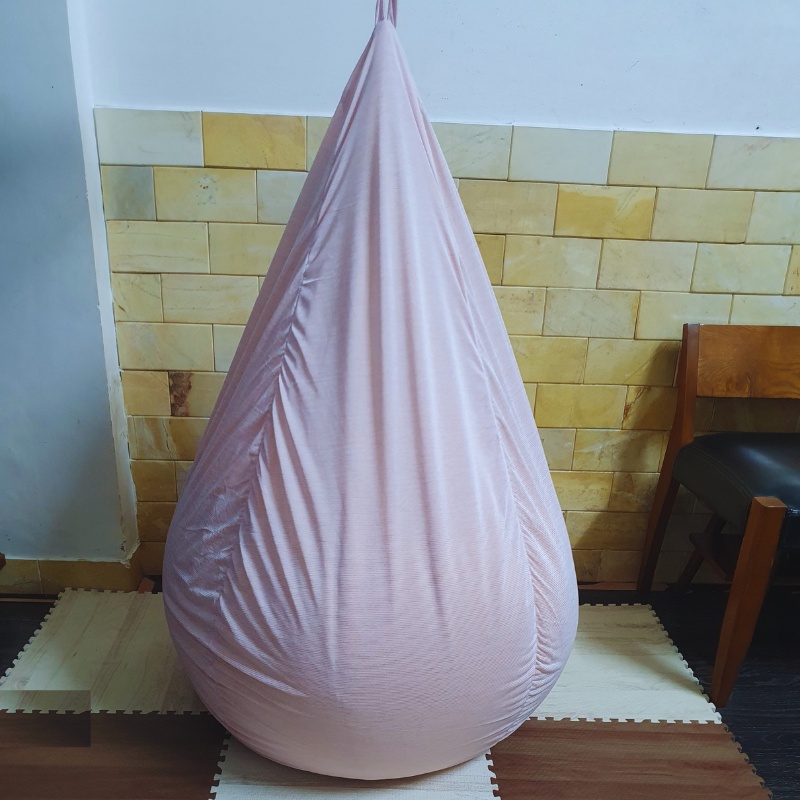 Ghế Lười Hạt Xốp 3ii Home Hình Trái Lê Size M 80x100cm Màu Hồng Nhạt Vải Thun Lạnh Cao Cấp Khán Khuẩn Chống Bám Bụi