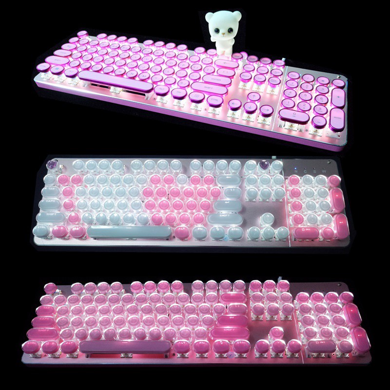 [RẺ VÔ ĐỊCH] Set keycap nút bàn phím máy đánh chữ dạng tròn bọc nhựa trong xuyên led cực đẹp