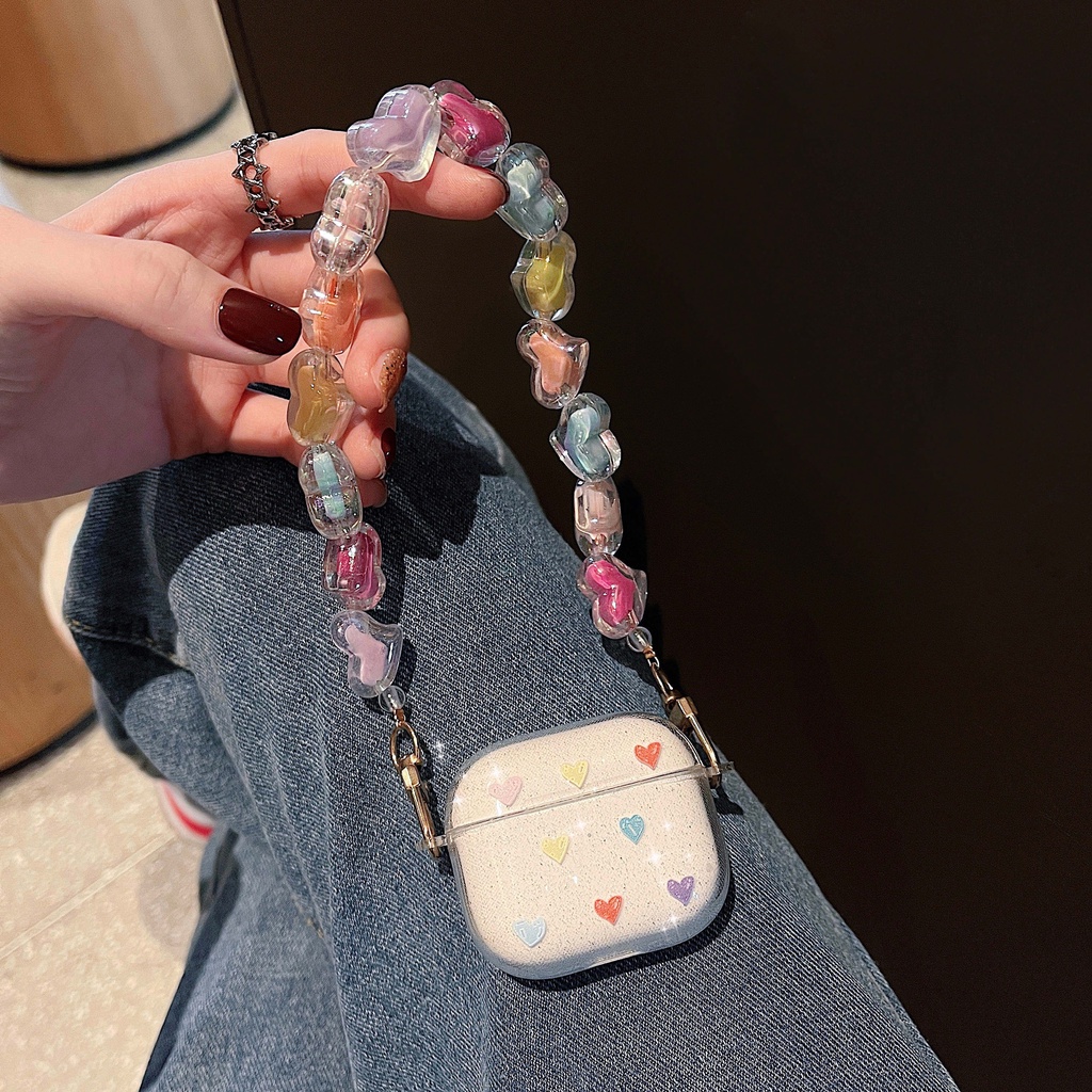 Vỏ Hộp Tai Nghe Không Dây Họa Tiết Trái Tim Lấp Lánh Cho AirPods3gen AirPods3 AirPods2gen Ốp