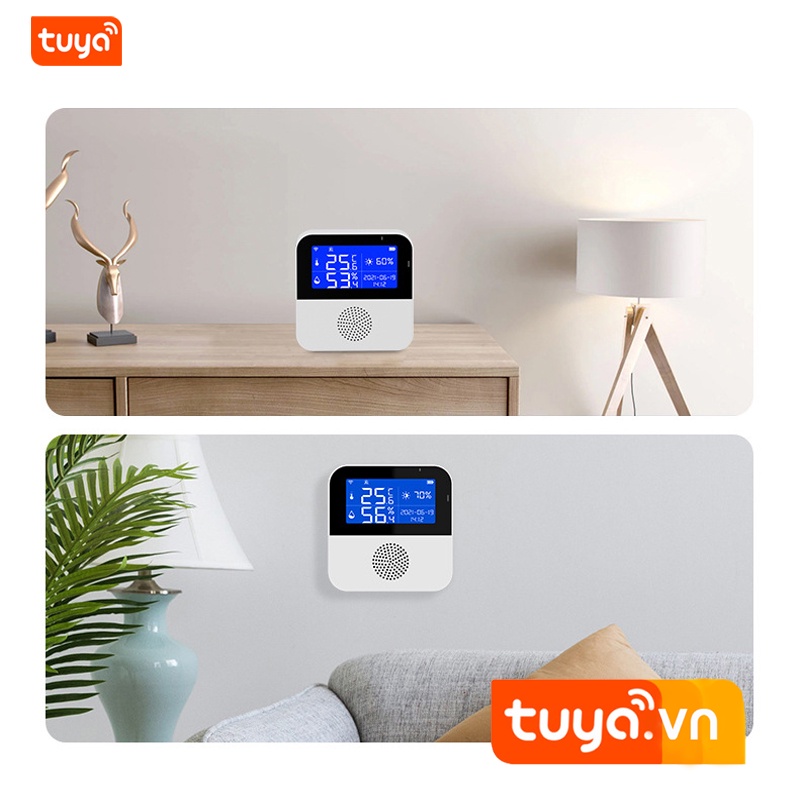 Màn Hình Nhiệt Kế Cảm Biến Nhiệt Độ Độ Ẩm Wifi Có Loa Tuya TTH6