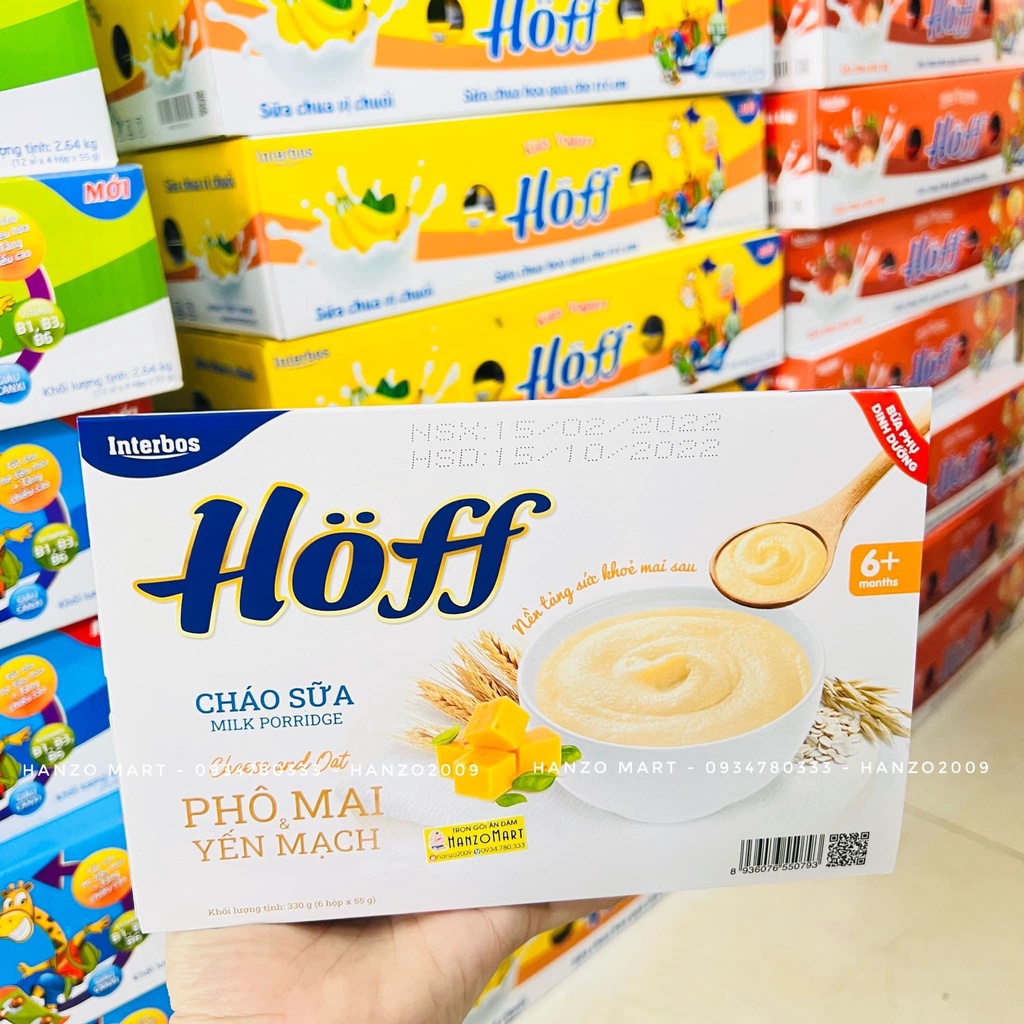Cháo Sữa Phô Mai - Yến Mạch HOFF vỉ 6 hộp x 55g