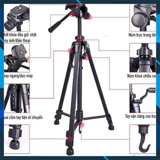Chân máy ảnh, tripod Weifeng WT-3520, khung nhôm cao cấp, tặng kèm