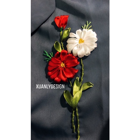 Hoa ruy băng kết áo mẫu cúc đồng tiền