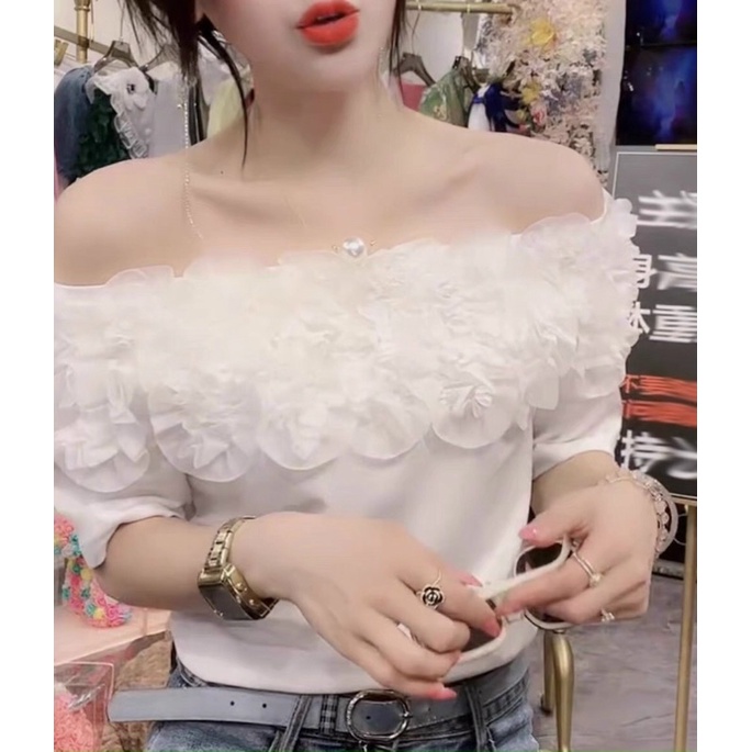 Áo sơ mi nữ trễ vai nhẹ nhàng quyến rũ QCNP4231