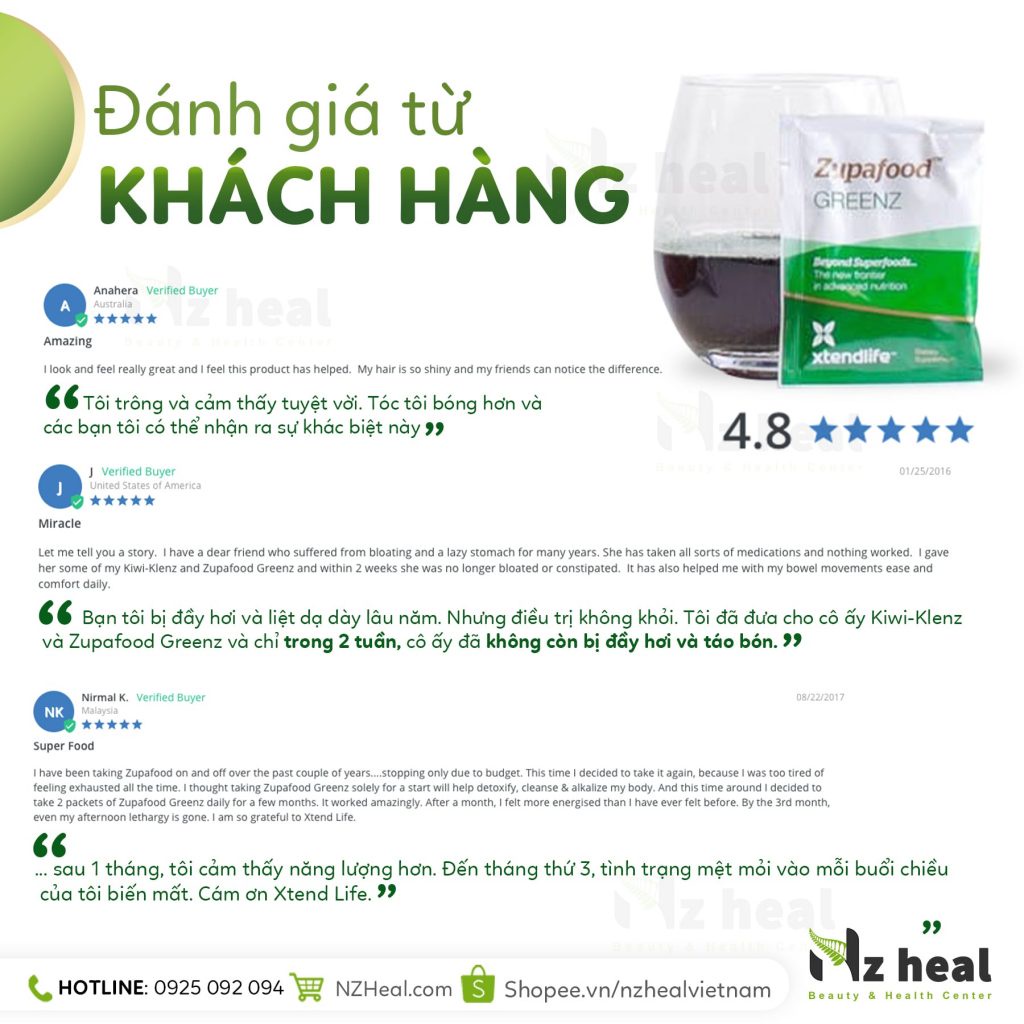 [Hỏa tốc] Siêu thực phẩm kiềm hoá xanh Zupafood GREENZ Xtend-Life (30 gói)