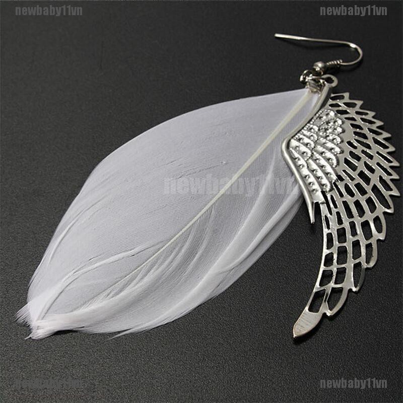 Bông Tai Dài Hình Cánh Thiên Thần Màu Trắng Thời Trang Dành Cho Nữ