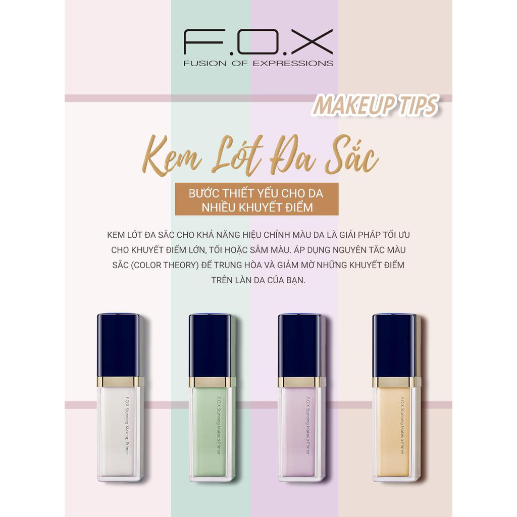 Kem Lót F.O.X Stunning Makeup Primer SPF 30 Hiệu Chỉnh Màu Da 30ml .#01 Snow White