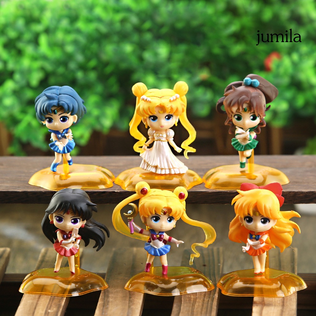 Set 6 Mô Hình Thủy Thủ Mặt Trăng Trang Trí Bánh Kem