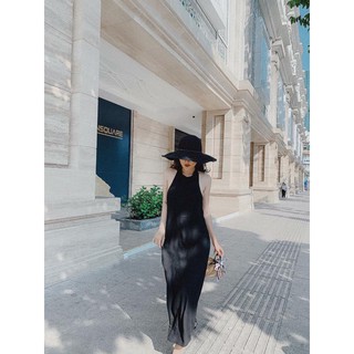 Đầm maxi cổ yếm hở lưng nhiều màu chất liệu lụa Pháp sang chảnh