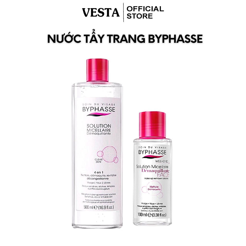 Nước Tẩy Trang Byphasse - Tẩy Trang Skincare Dưỡng Da Solution Micellaire Làm Sạch Sâu Không Cồn