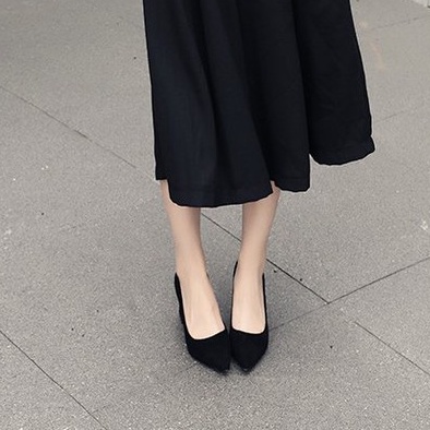 Giày da lộn đen và kem siêu ôm chân cao 5P mã BBC48