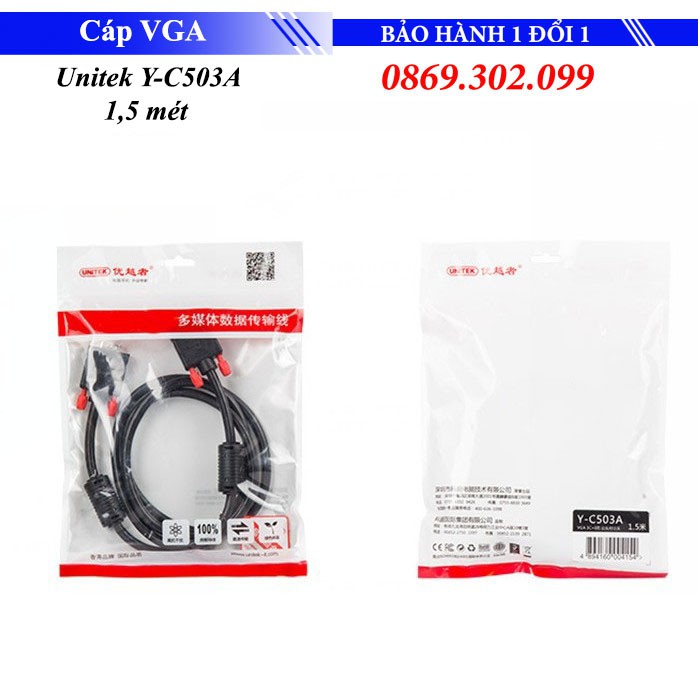 Cáp VGA Unitek Y-C503A dài 1.5m