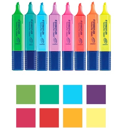 Bút Highlight Staedtler màu cơ bản và màu pastel
