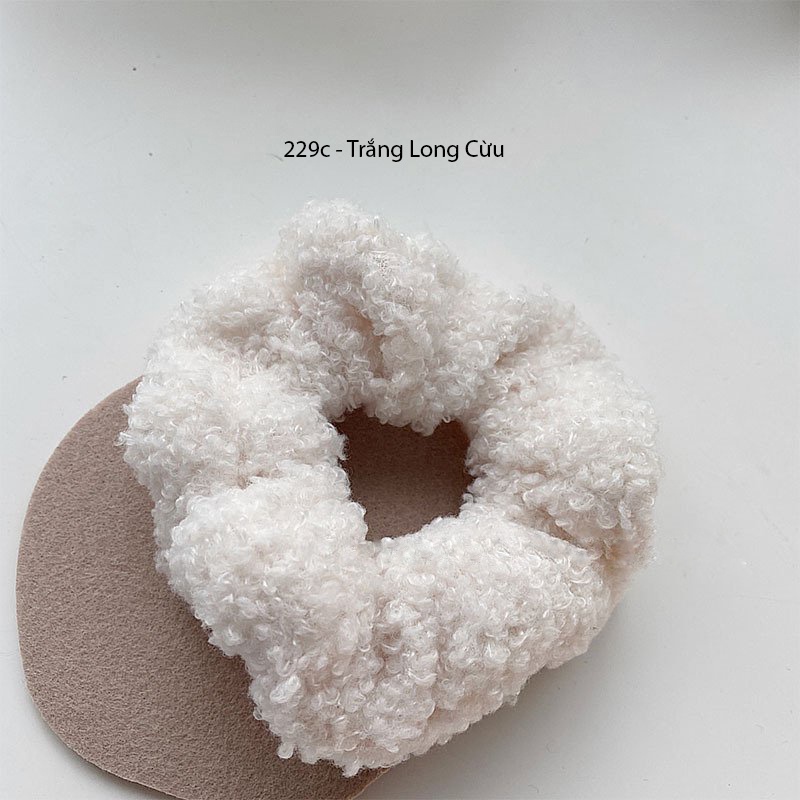 (0229) Chun Buộc Tóc Vải Và Cặp Tóc Tone Nâu Vàng Vintage Hàn Quốc
