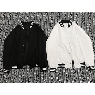 Áo khoác dù BOMBER BÓNG CHÀY UNISEX - Jacket Bomber Line Siêu Đẹp - Bomber Đen / Trắng Chất Dù Kaki 2 Lớp Cao Cấp Nam Nữ