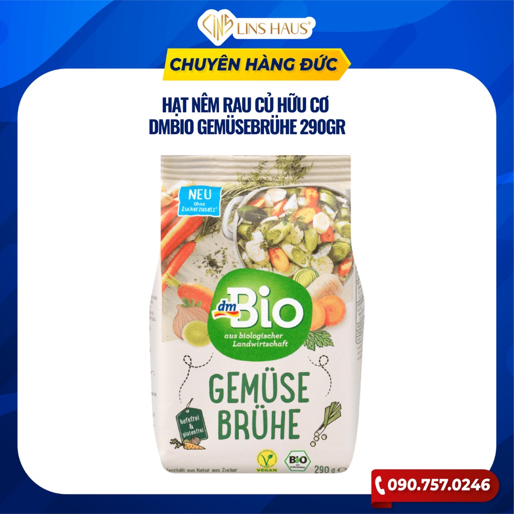 Hạt nêm rau củ Gemüsebrühe dm Bio thuần chay hữu cơ thiên nhiên 290g