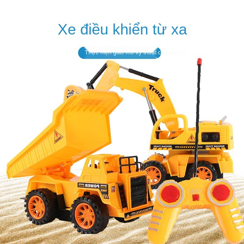 Máy xúc điều khiển từ xa ô tô đồ chơi điện Xe công trình trẻ em hợp kim