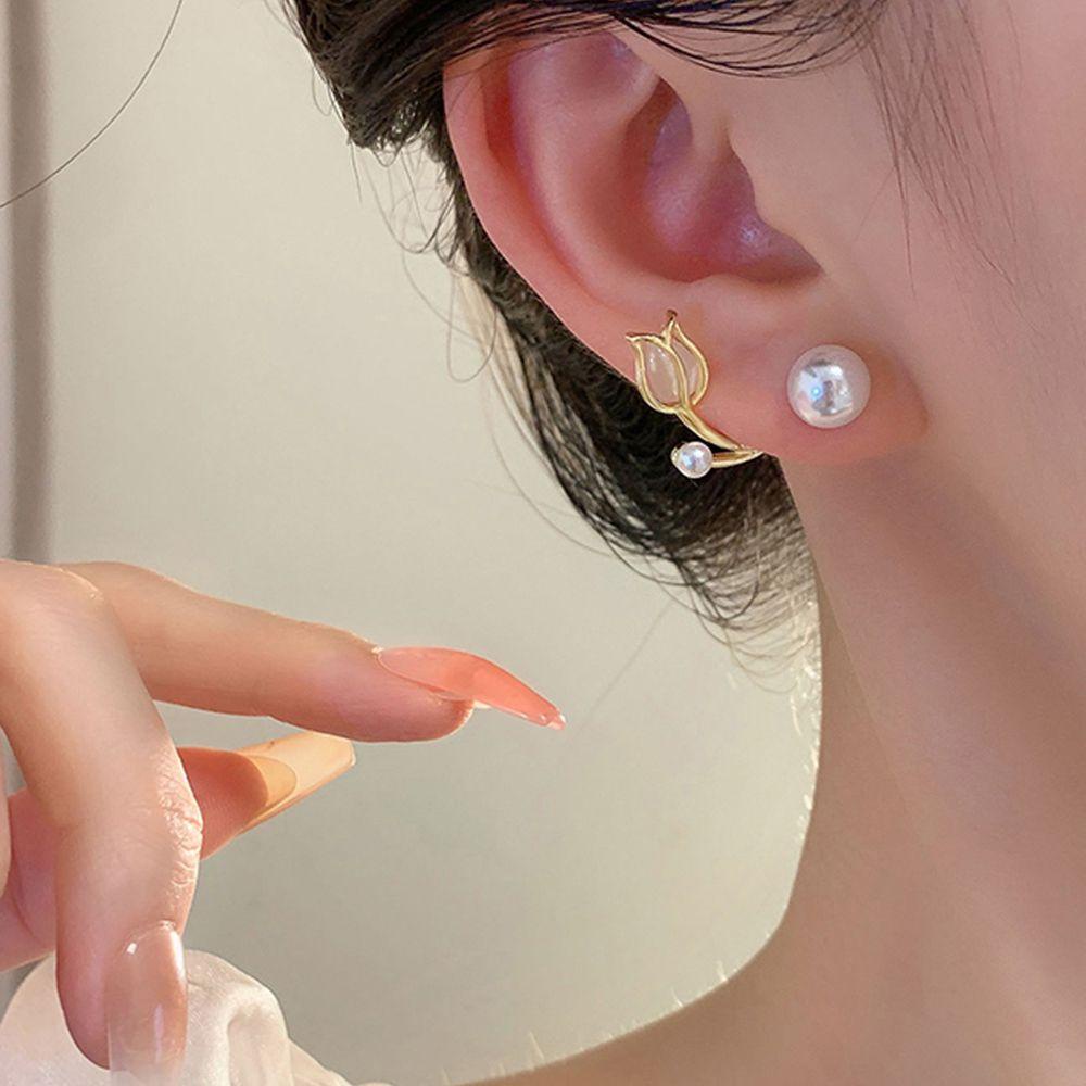 VANES1 Bông Tai Hoa Tulip Thời Trang Mùa Hè Cho Nữ