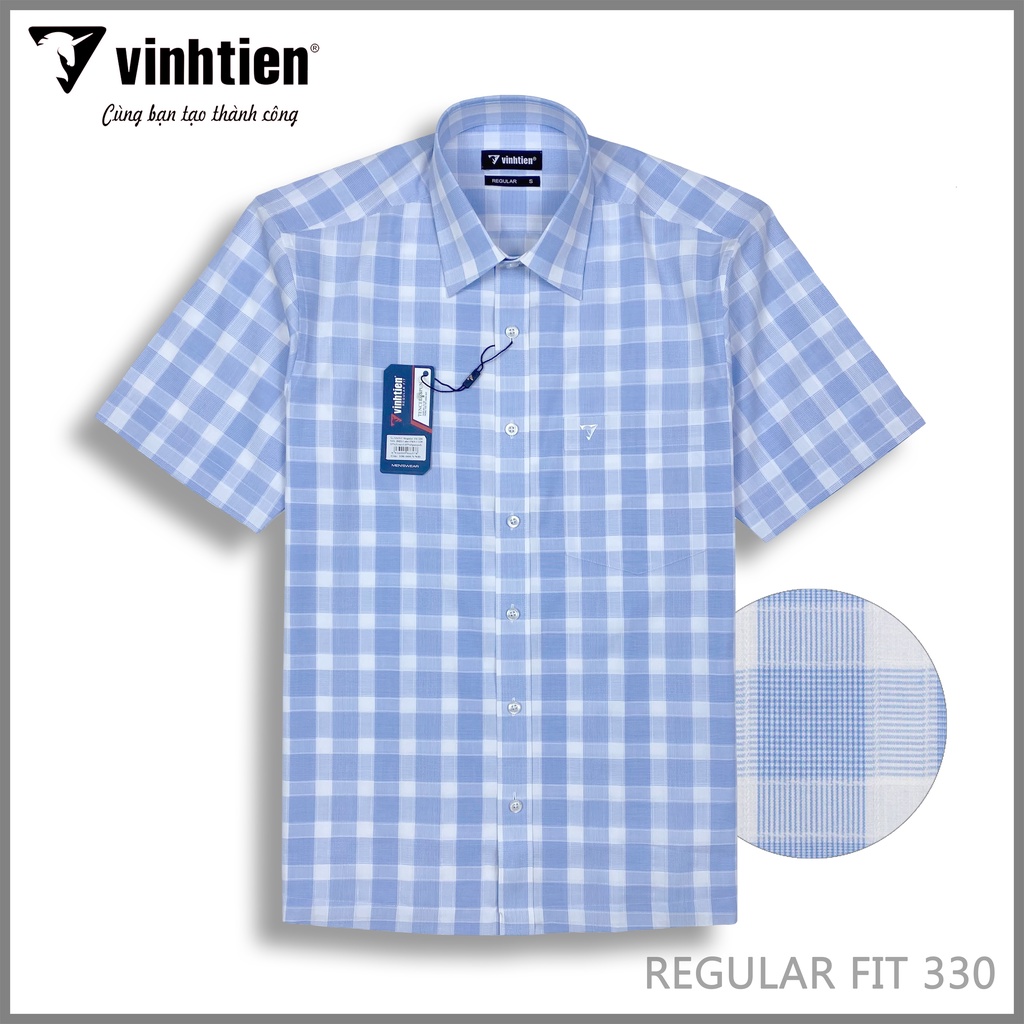 Áo Sơ Mi Nam Tay Ngắn Vĩnh Tiến Form Regular Vạt Ngang 330 - Mẫu 1