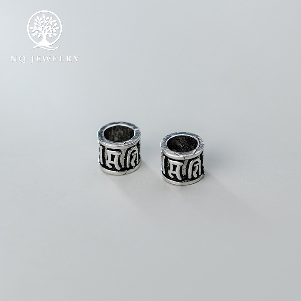 Charm bạc chặn hạt họa tiết - NQ Jewelry
