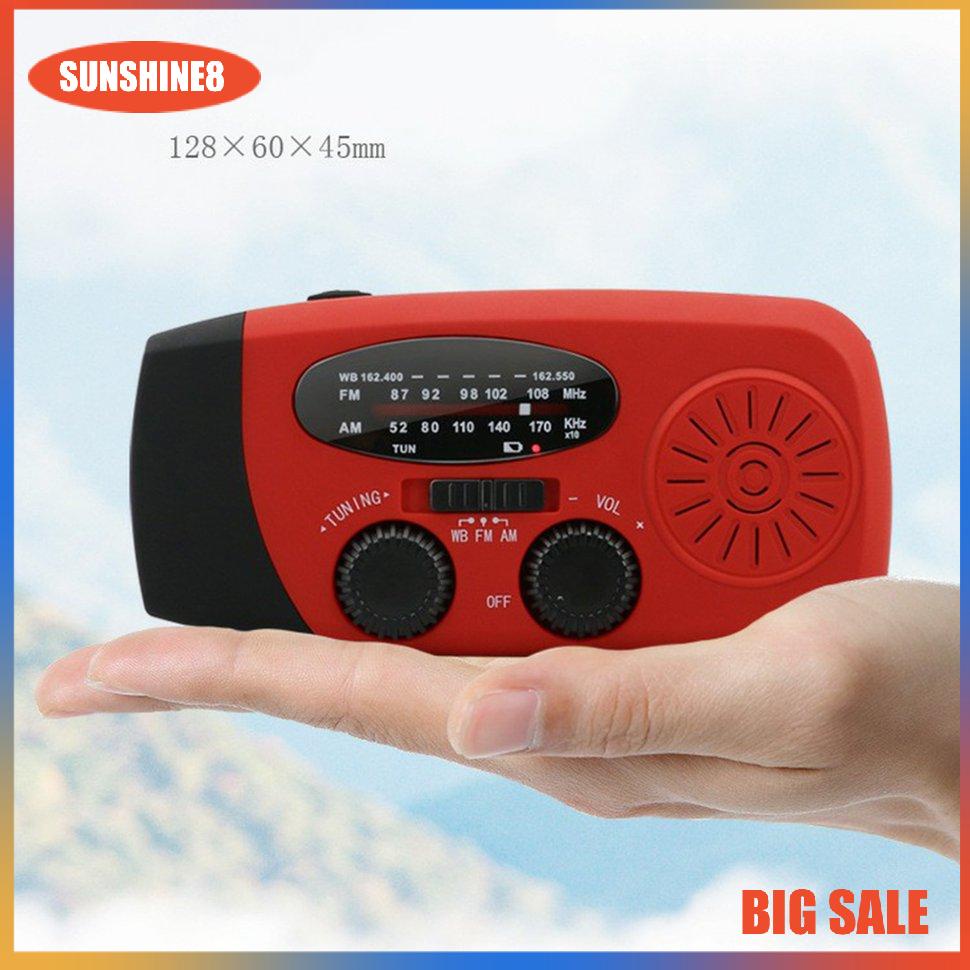 Đài radio cầm tay có đèn LED sử dụng năng lượng mặt trời